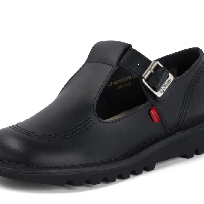 Kick T-Bar en cuir noir pour femmes adultes