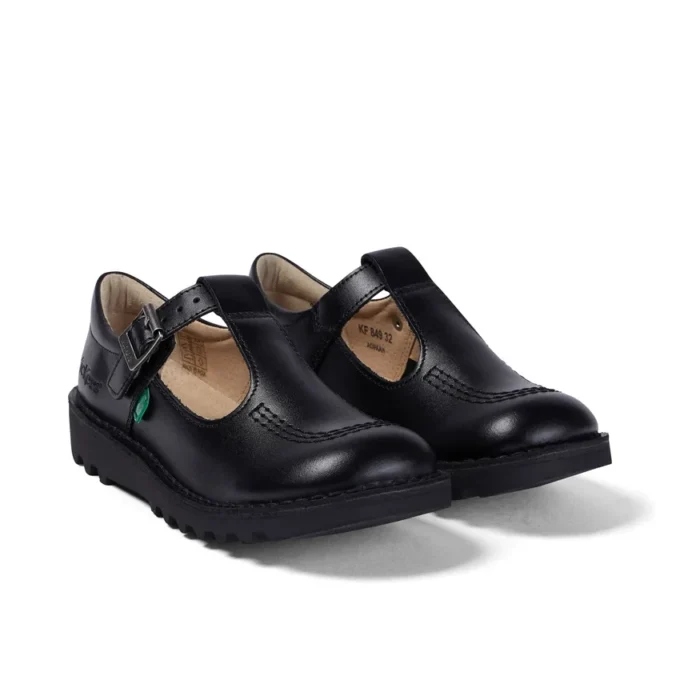 Kick T-Bar en cuir noir pour filles Kick T-Bar en cuir noir pour filles