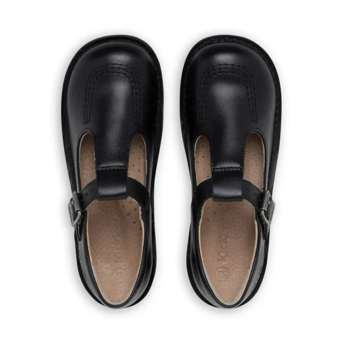 Kick T-Bar en cuir noir pour filles Kick T-Bar en cuir noir pour filles