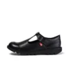 Kick T-Bar en cuir noir pour jeunes femmes