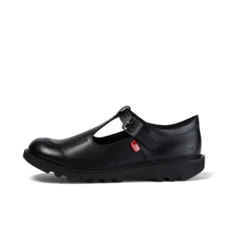 Kick T-Bar en cuir noir pour jeunes femmes