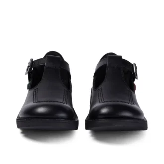 Kick T-Bar en cuir noir pour jeunes femmes