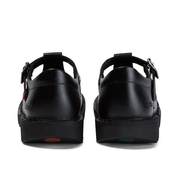 Kick T-Bar en cuir noir pour jeunes femmes
