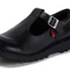 Kick T-Bar en cuir noir pour jeunes femmes