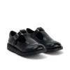 Kick T-Bar en cuir synthétique pour filles, noir verni