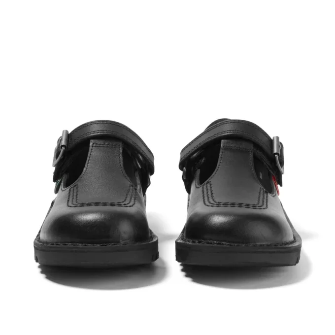 Kick T-Bar en cuir velours noir pour bébés filles Kick T-Bar en cuir velours noir pour bébés filles