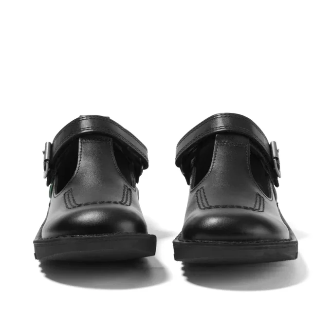 Kick T-Bar en cuir velours noir pour filles Kick T-Bar en cuir velours noir pour filles