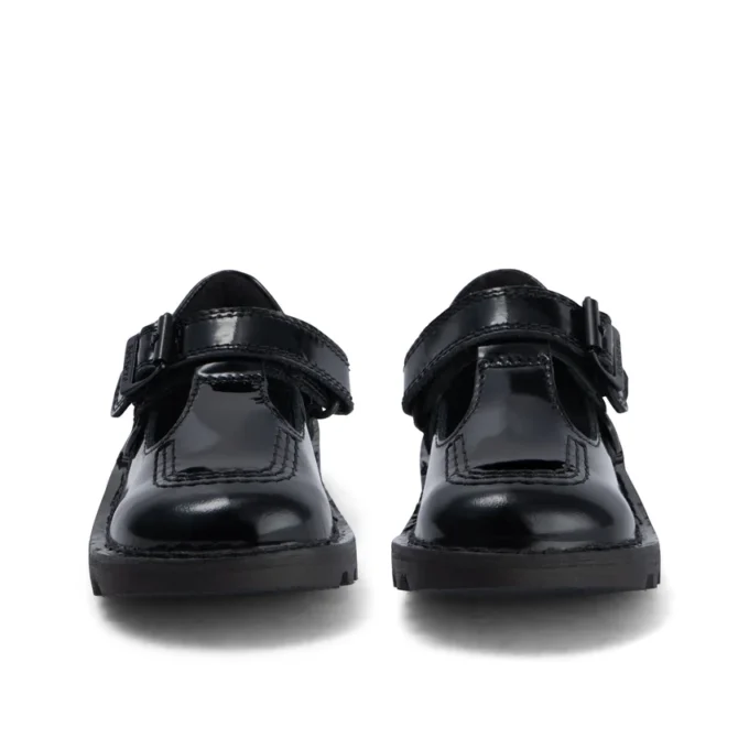 Kick T-Bar en cuir verni noir pour bébés filles Kick T-Bar en cuir verni noir pour bébés filles