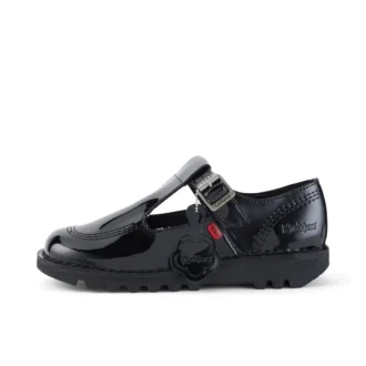 Kick T-Bar en cuir verni noir pour femmes adultes