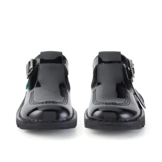 Kick T-Bar en cuir verni noir pour femmes adultes