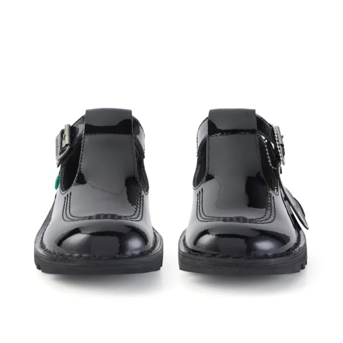 Kick T-Bar en cuir verni noir pour femmes adultes Kick T-Bar en cuir verni noir pour femmes adultes