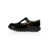 Kick T-Bar en cuir verni noir pour filles Kick T-Bar en cuir verni noir pour filles