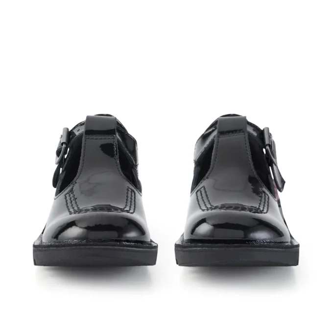 Kick T-Bar en cuir verni noir pour filles Kick T-Bar en cuir verni noir pour filles