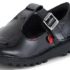 Kick T-Bar en cuir verni noir pour filles Kick T-Bar en cuir verni noir pour filles