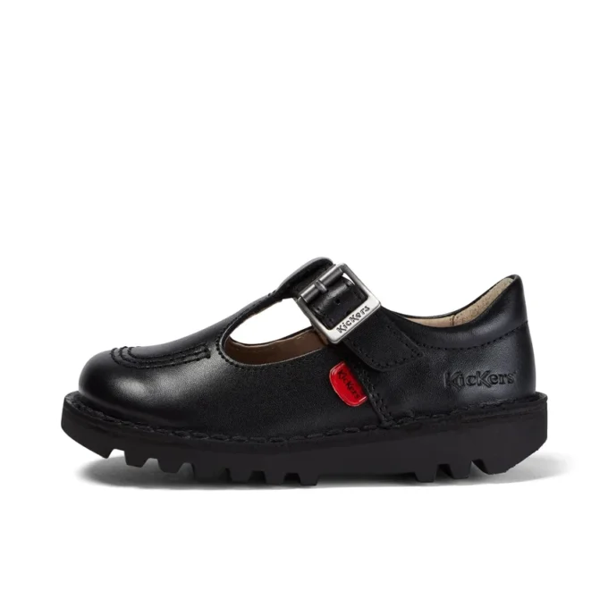 Kick T-Bar en simili cuir noir pour bébés filles Kick T-Bar en simili cuir noir pour bébés filles