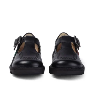 Kick T-Bar en simili cuir noir pour bébés filles