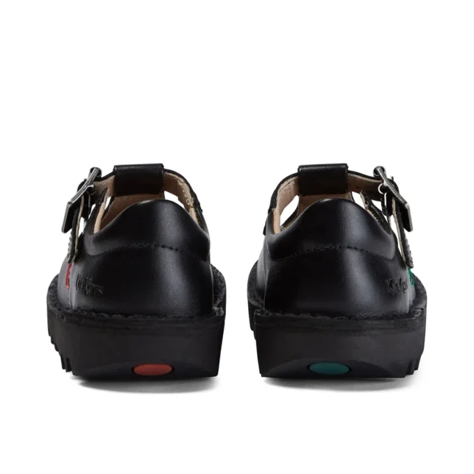 Kick T-Bar en simili cuir noir pour bébés filles Kick T-Bar en simili cuir noir pour bébés filles