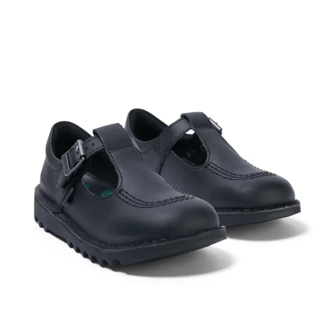 Kick T-Bar en simili cuir noir pour filles