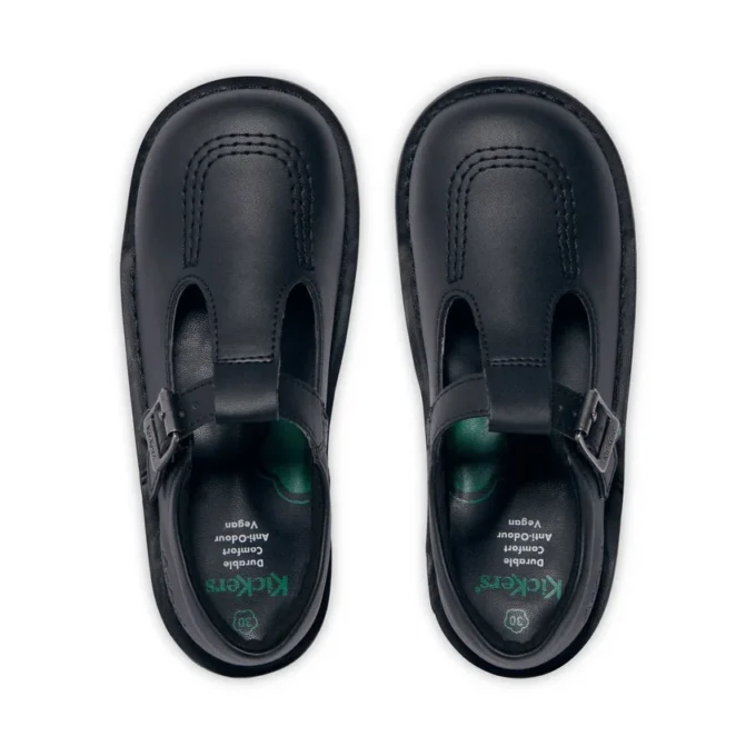 Kick T-Bar en simili cuir noir pour filles