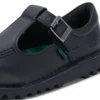 Kick T-Bar en simili cuir noir pour filles