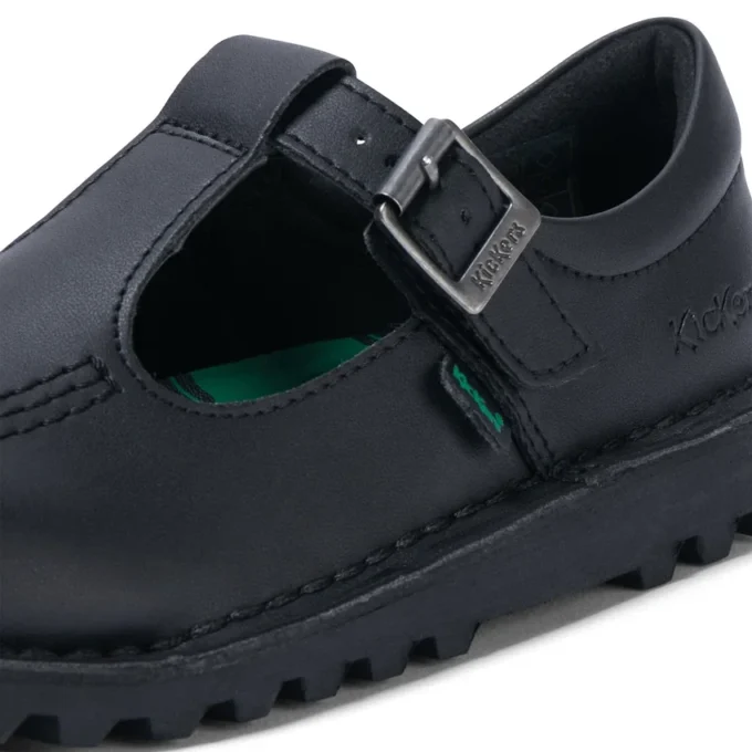 Kick T-Bar en simili cuir noir pour filles