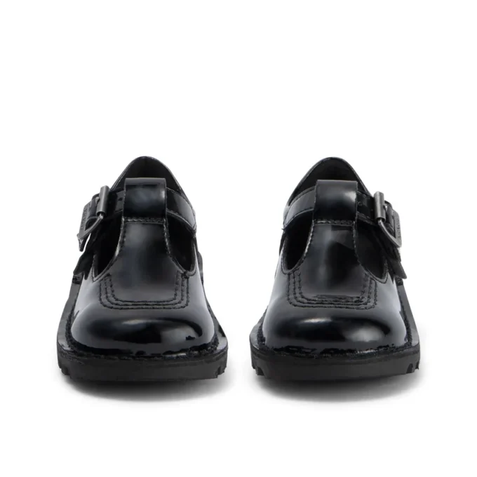 Kick T-Bar en simili cuir verni noir pour bébés filles Kick T-Bar en simili cuir verni noir pour bébés filles