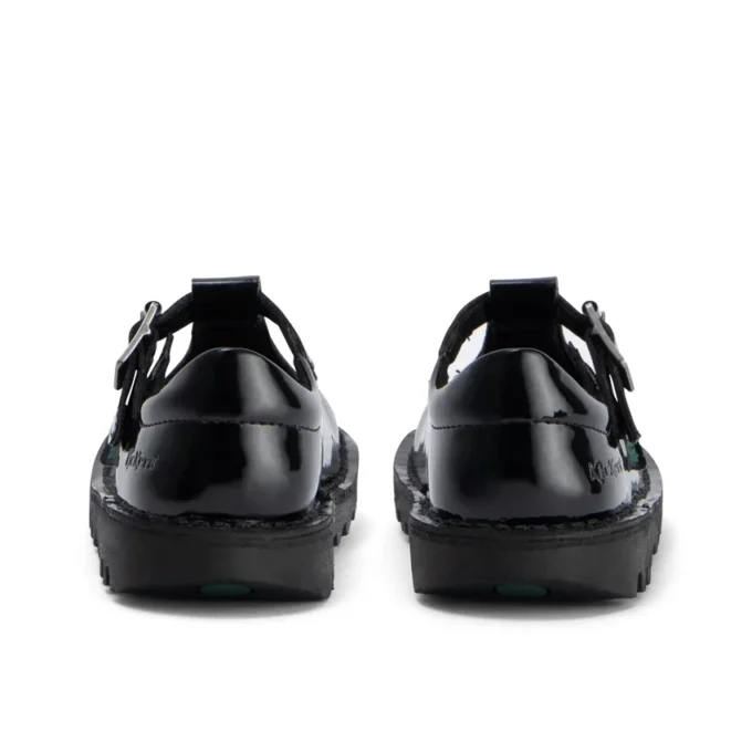 Kick T-Bar en simili cuir verni noir pour bébés filles Kick T-Bar en simili cuir verni noir pour bébés filles