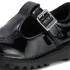 Kick T-Bar en simili cuir verni noir pour bébés filles Kick T-Bar en simili cuir verni noir pour bébés filles