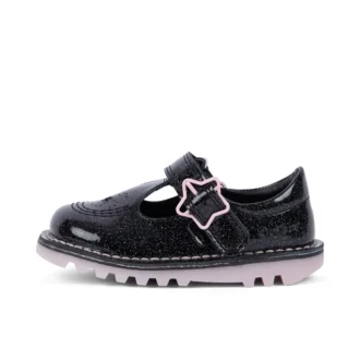 Kick T-Bar Galactic en cuir noir pour petites filles