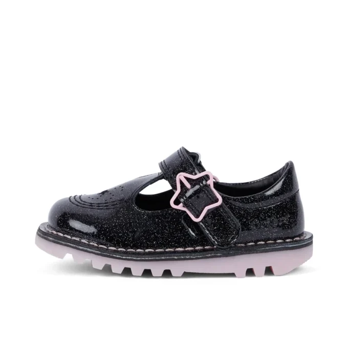 Kick T-Bar Galactic en cuir noir pour petites filles