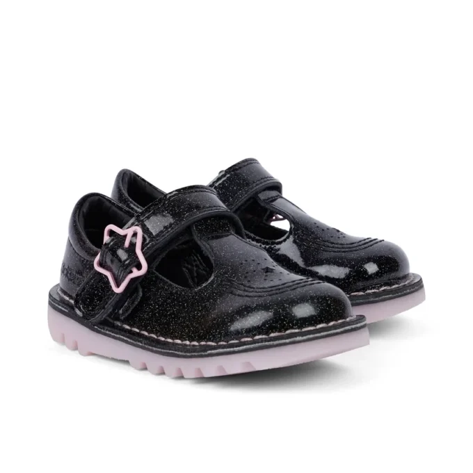 Kick T-Bar Galactic en cuir noir pour petites filles