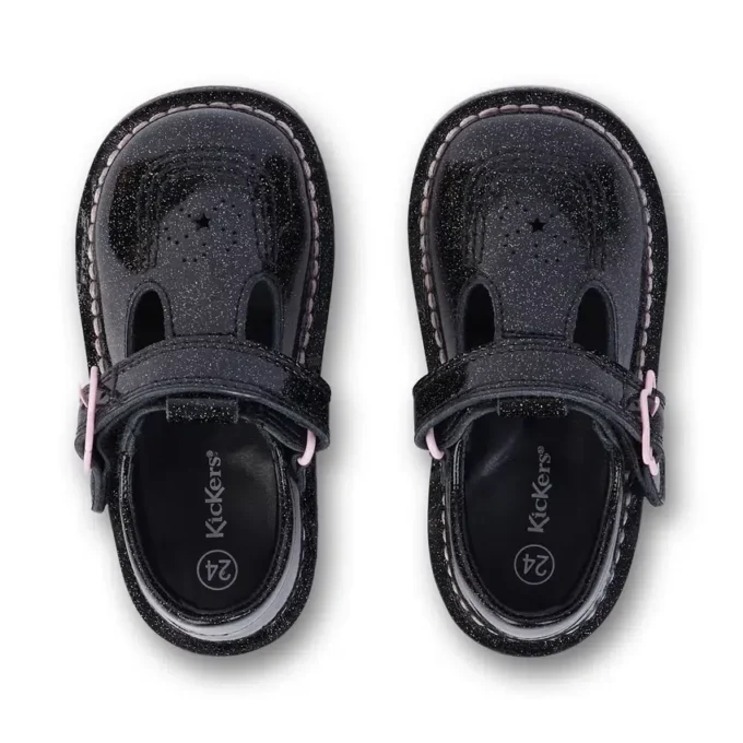 Kick T-Bar Galactic en cuir noir pour petites filles
