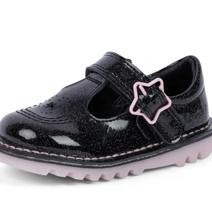 Kick T-Bar Galactic en cuir noir pour petites filles
