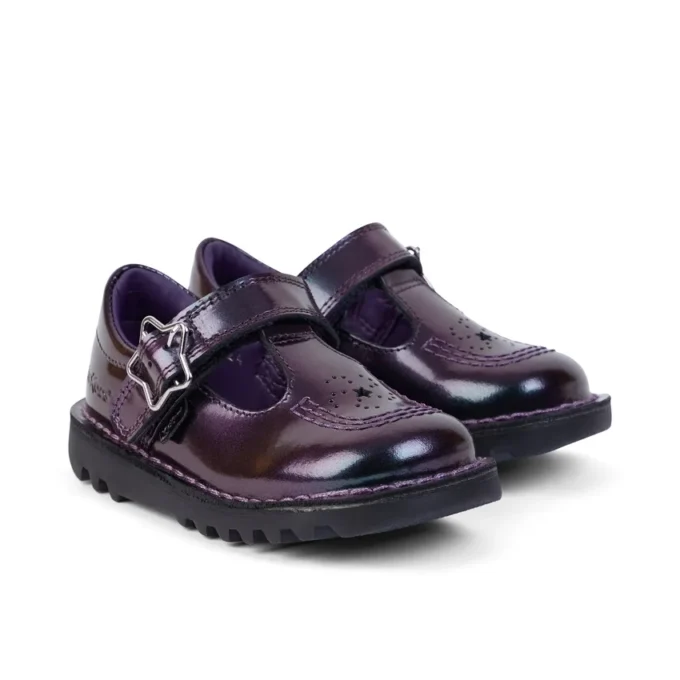Kick T-Bar Galactic en cuir verni violet pour petite fille