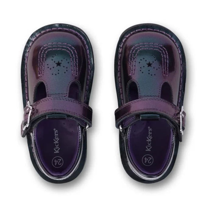 Kick T-Bar Galactic en cuir verni violet pour petite fille