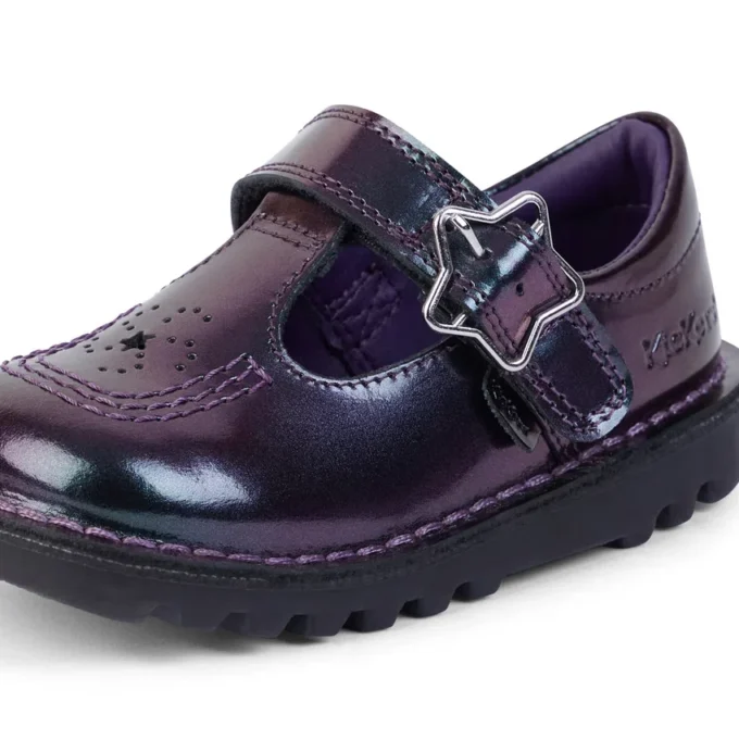 Kick T-Bar Galactic en cuir verni violet pour petite fille