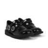 Kick T-Bar Meadow en cuir verni noir pour filles