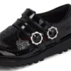 Kick T-Bar Meadow en cuir verni noir pour filles
