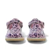 Kick T Bar pour bébés filles en cuir verni léopard rose Kick T Bar pour bébés filles en cuir verni léopard rose