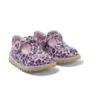 Kick T Bar pour bébés filles en cuir verni léopard rose Kick T Bar pour bébés filles en cuir verni léopard rose