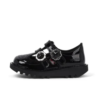 Kick T-Bar pour bébés filles en cuir verni noir