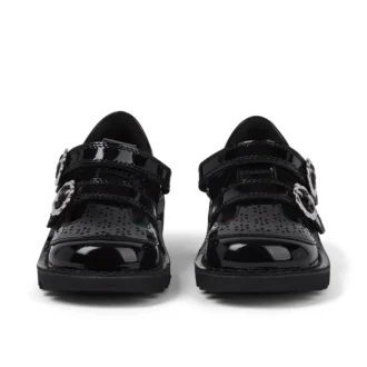 Kick T-Bar pour bébés filles en cuir verni noir