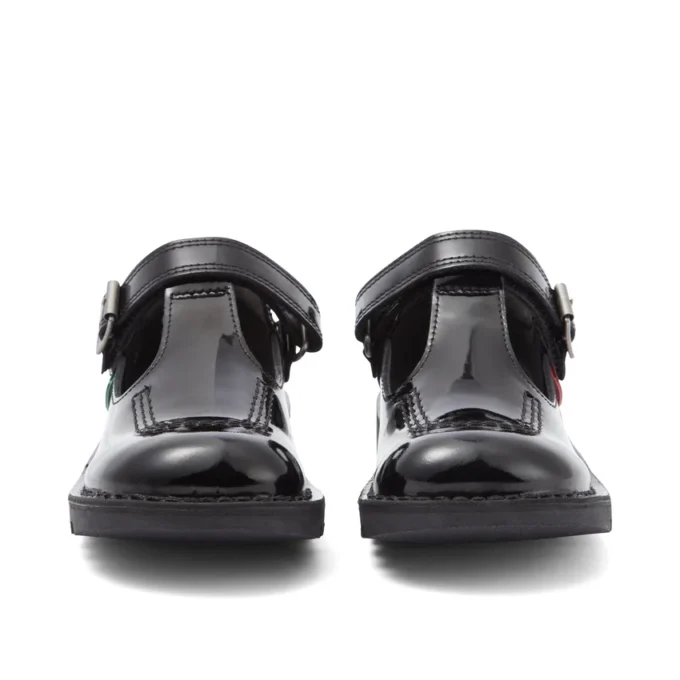 Kick T-Bar pour filles junior en cuir verni noir Kick T-Bar pour filles junior en cuir verni noir