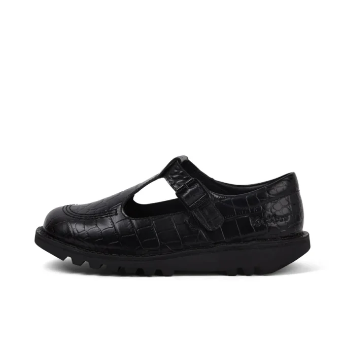 Kick Tbar en cuir croco noir pour femme adulte Kick Tbar en cuir croco noir pour femme adulte