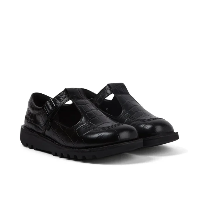 Kick Tbar en cuir croco noir pour femme adulte Kick Tbar en cuir croco noir pour femme adulte