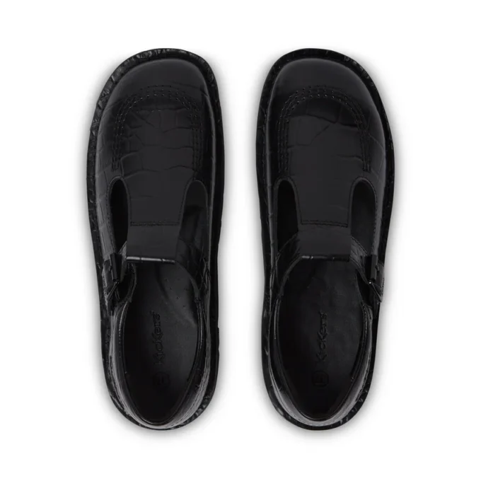 Kick Tbar en cuir croco noir pour femme adulte Kick Tbar en cuir croco noir pour femme adulte