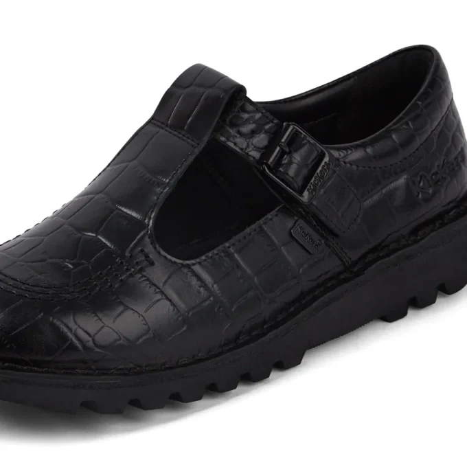 Kick Tbar en cuir croco noir pour femme adulte Kick Tbar en cuir croco noir pour femme adulte
