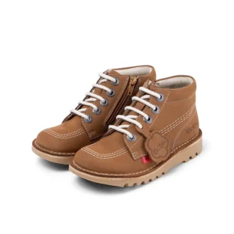 Kickers Junior Unisexe Kick Hi Zip Cuir Beige