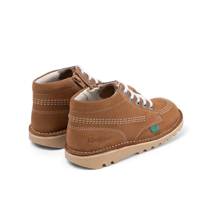 Kickers Junior Unisexe Kick Hi Zip Cuir Beige