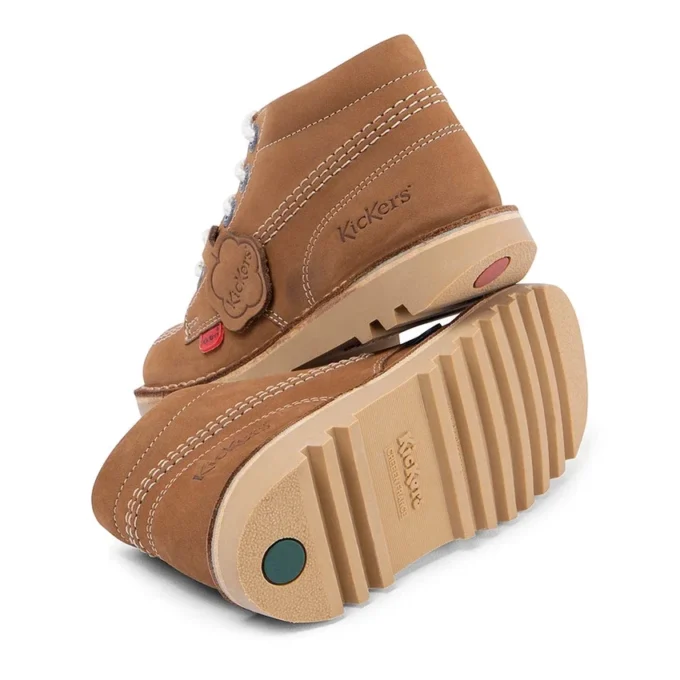 Kickers Junior Unisexe Kick Hi Zip Cuir Beige